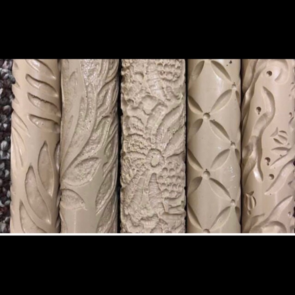Textured fondant rolling pins.  Vintage